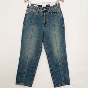 Universal Thread Vintage Straight Jean Crop High Rise Middle Seam Size 6 Blue